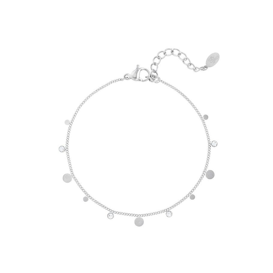 Zartes Edelstahlarmband in Silber mit kleinen Plättchen und funkelnden Zirkoniasteinen von Ankerliebe