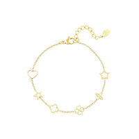 Goldenes Edelstahl-Armband mit Herz, Stern, Blume und Kleeblatt – Joyful Lou von Ankerliebe