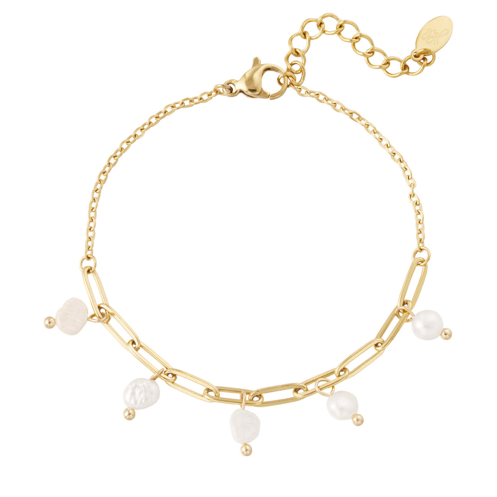 Goldenes Armband mit Perlenanhängern – Modell Pearly Sun von Ankerliebe