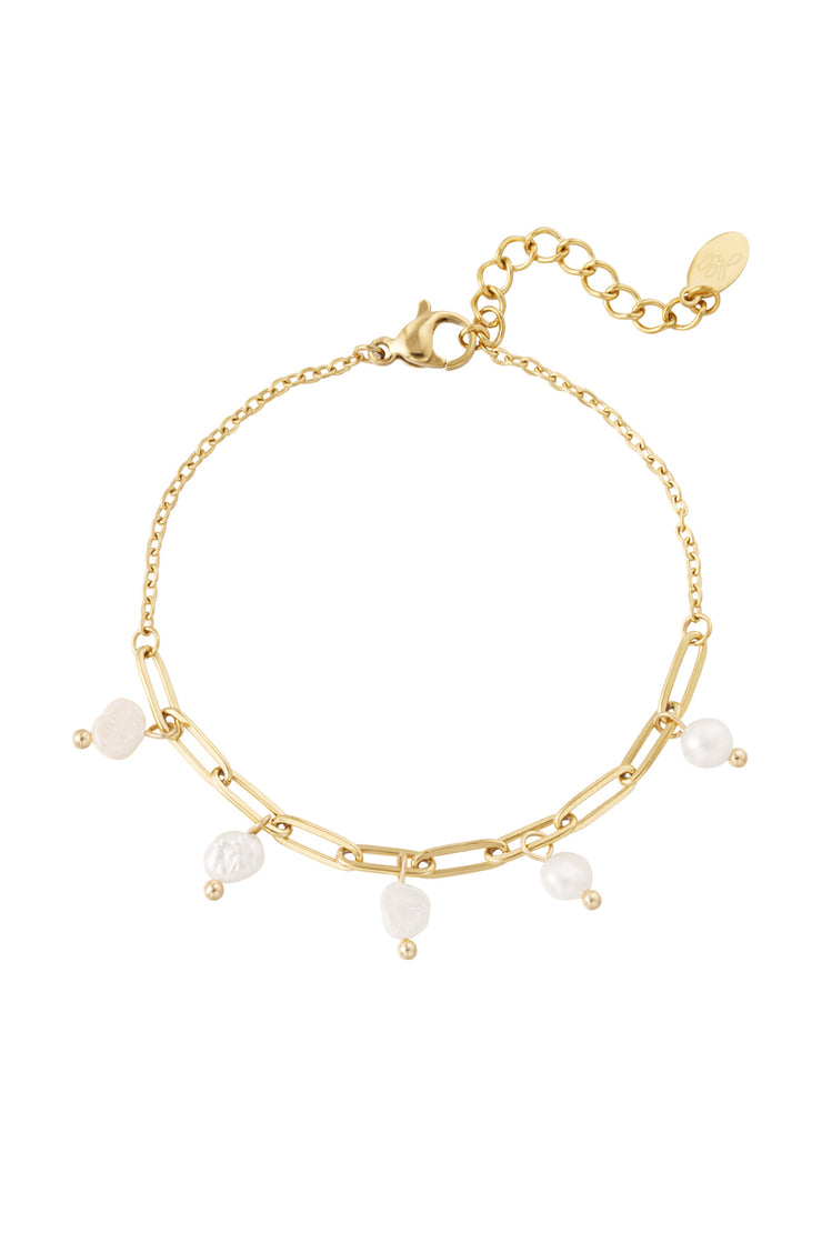 Goldenes Armband mit Perlenanhängern – Modell Pearly Sun von Ankerliebe