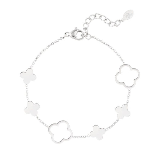 Silberfarbenes Armband mit floralen Edelstahlelementen in Blattform – Flora Lou von Ankerliebe