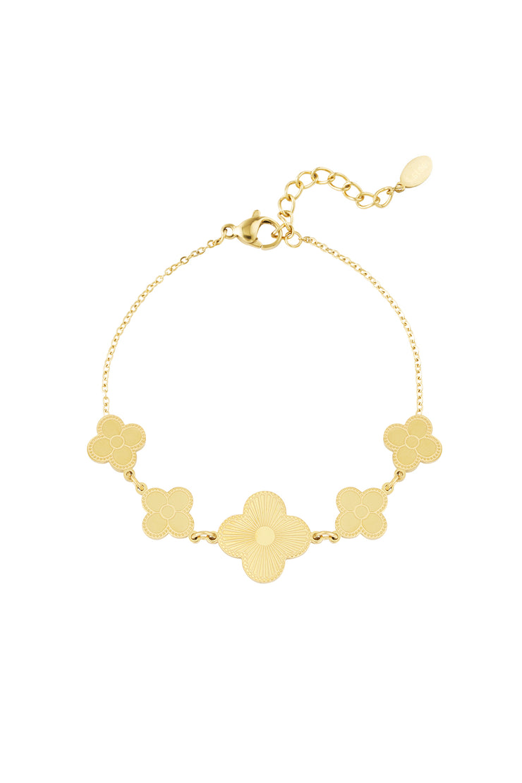 Elegantes Armband aus hochwertigem Edelstahl mit floralen Elementen – erhältlich in Gold und Silber. Wasserfest, nickelfrei und ideal für den Alltag.