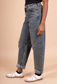 high rise ballon jean | vintage wash