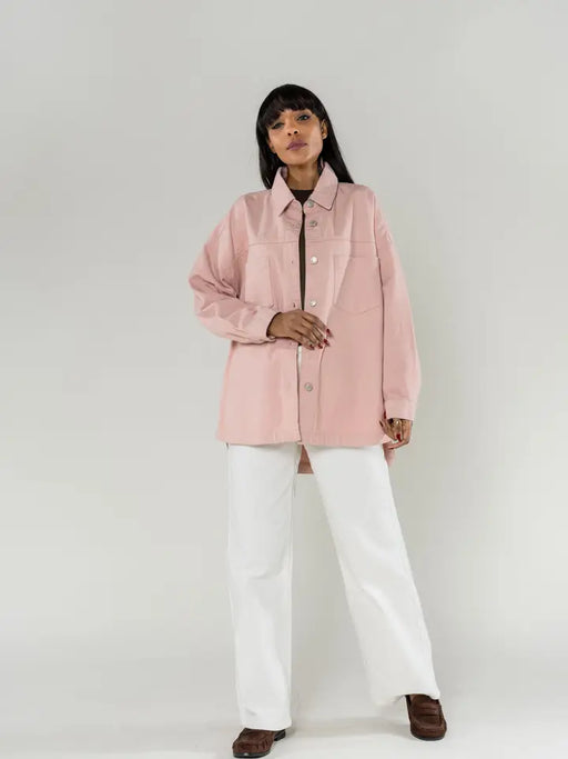 jeansjacke oversized | rosa