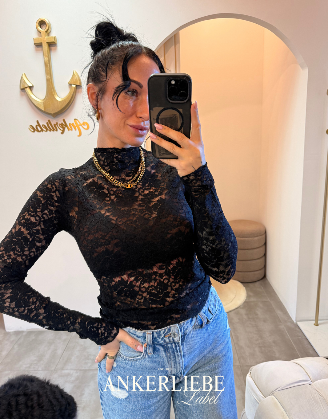 image spitzenshirt | schwarz langarm