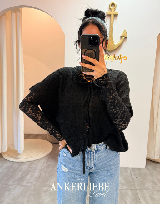 spitzenshirt | schwarz langarm