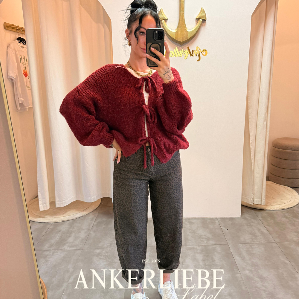 zoey bow | berry cardigan