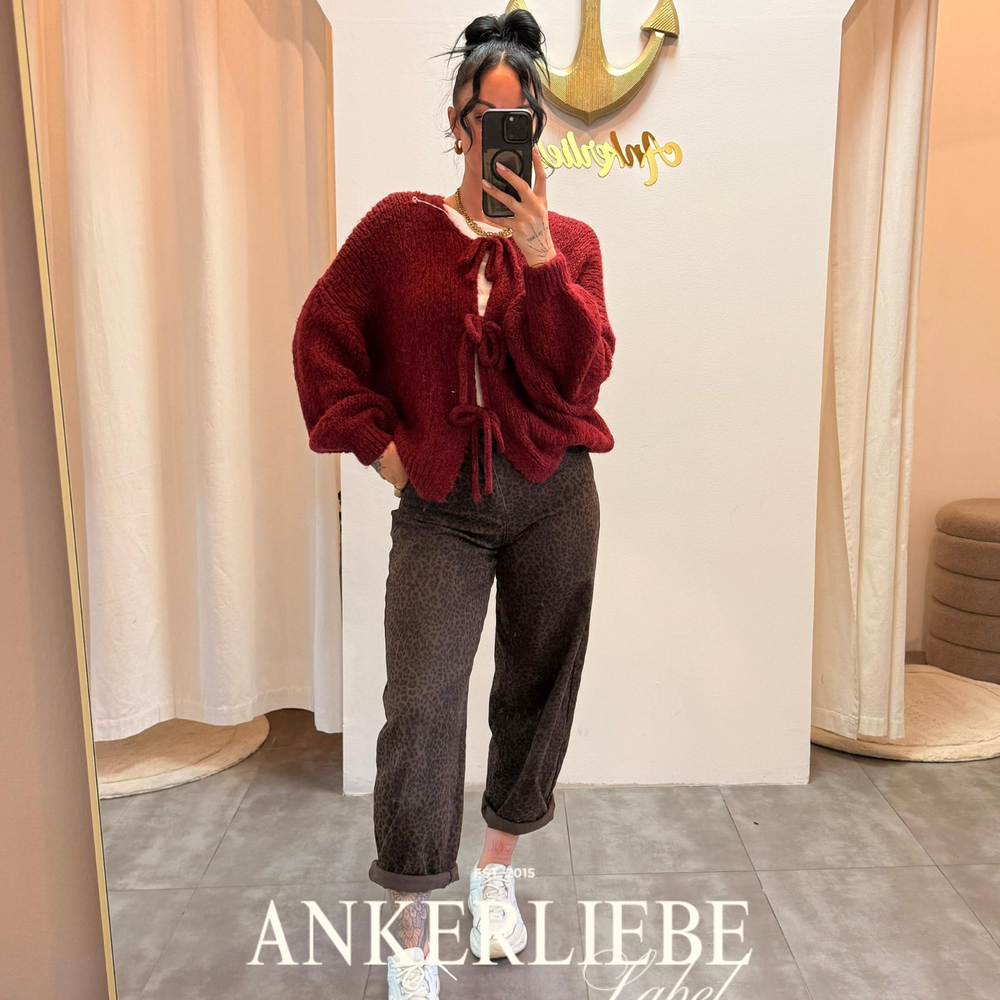 zoey bow | berry cardigan