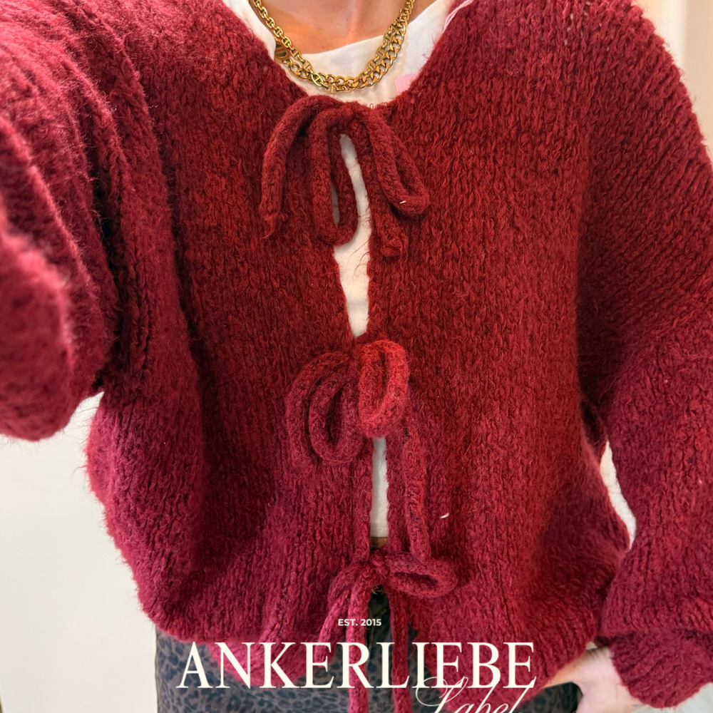 zoey bow | berry cardigan