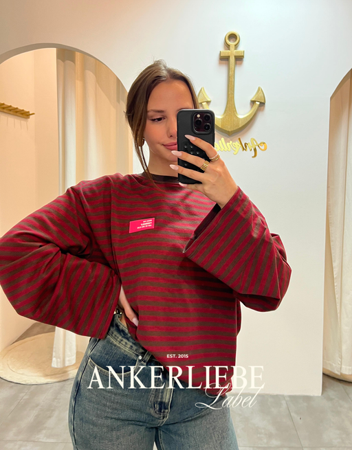 coco | stripe longsleeve - rot/braun