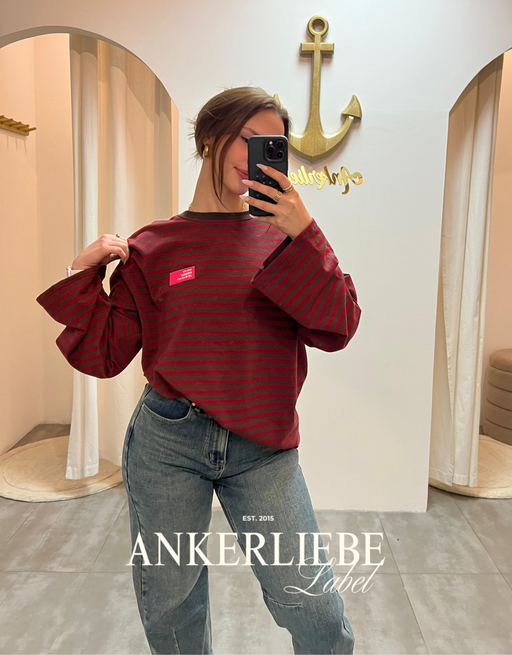 coco | stripe longsleeve - rot/braun