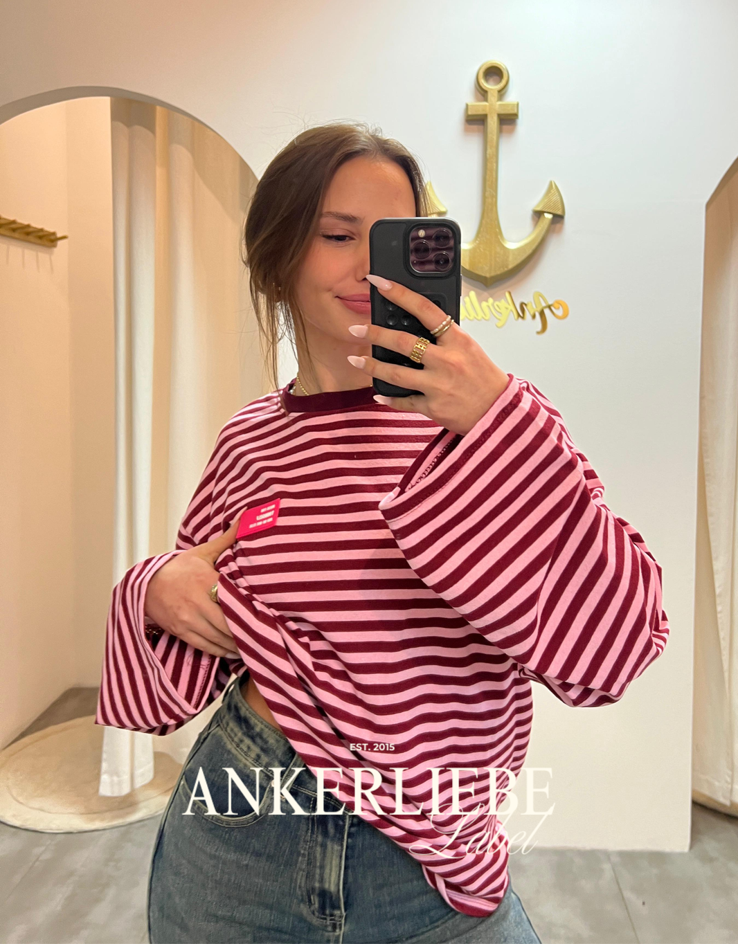 coco | stripe longsleeve - rosa/burgund