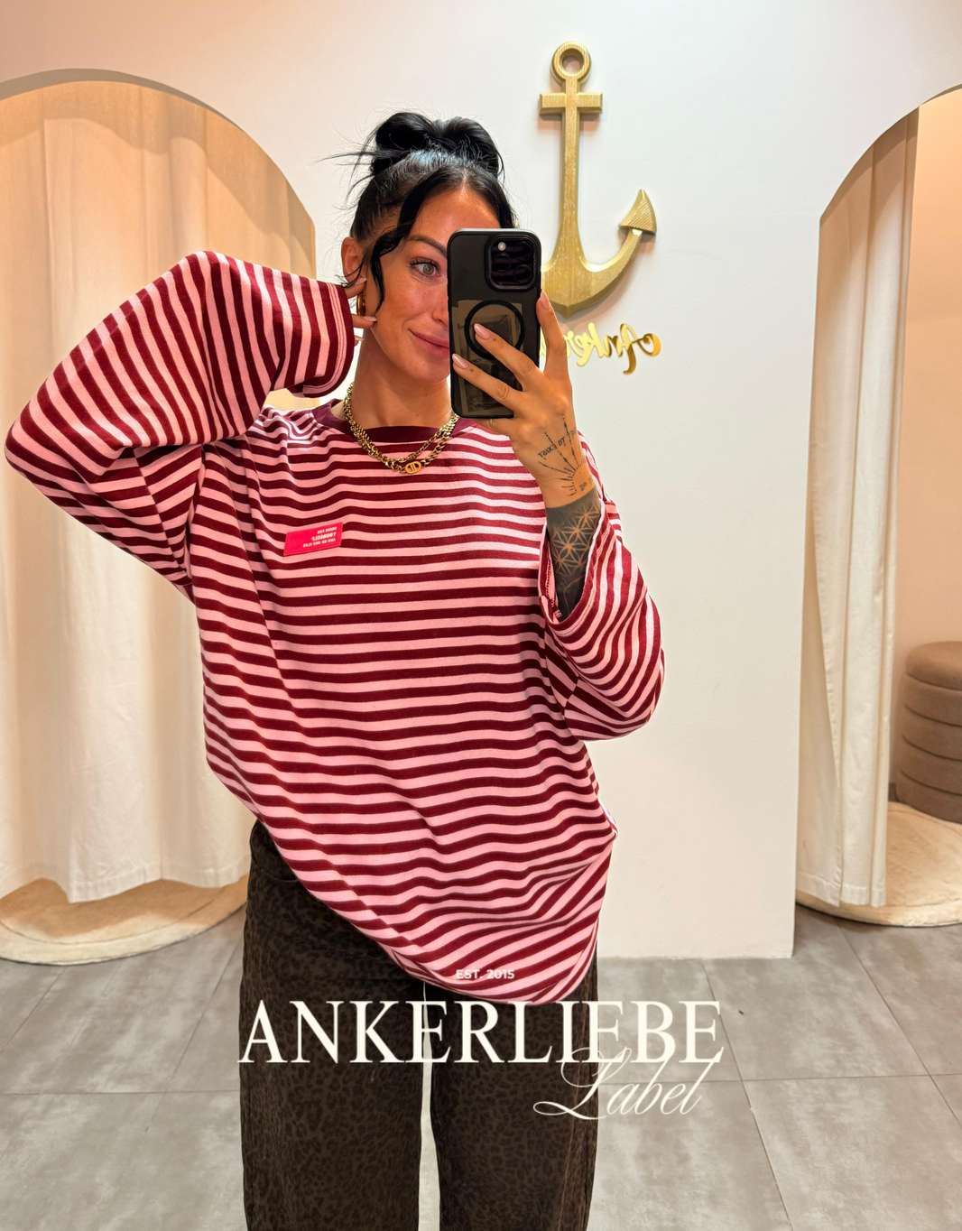 image coco | stripe longsleeve - rosa/burgund