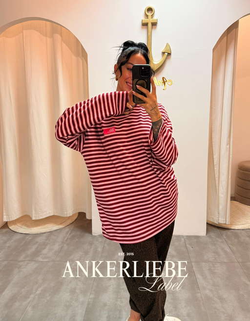 coco | stripe longsleeve - rosa/burgund
