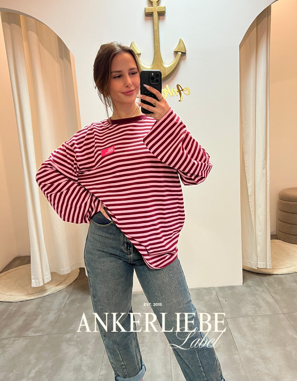 coco | stripe longsleeve - rosa/burgund