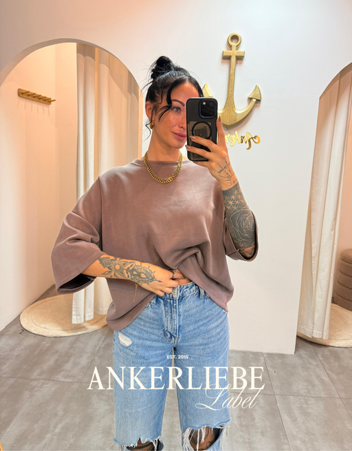 oversized 3/4 sweater shirt | taupe