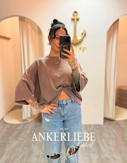 oversized 3/4 sweater shirt | taupe