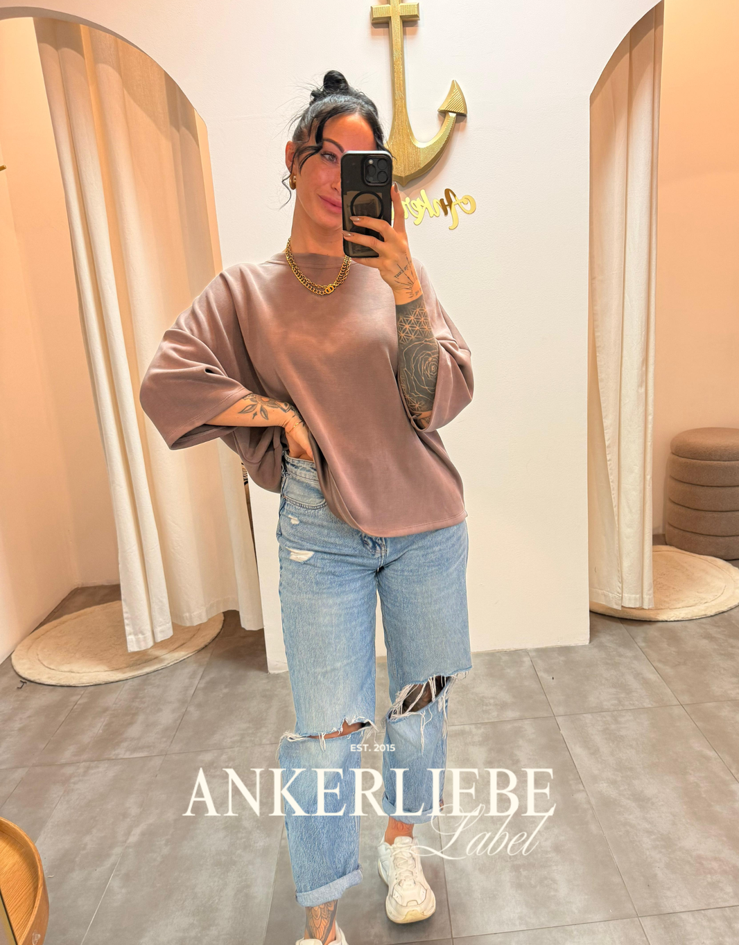 image oversized 3/4 sweater shirt | taupe