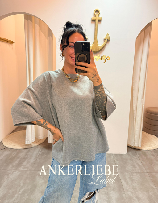 oversized 3/4 sweater shirt | grau