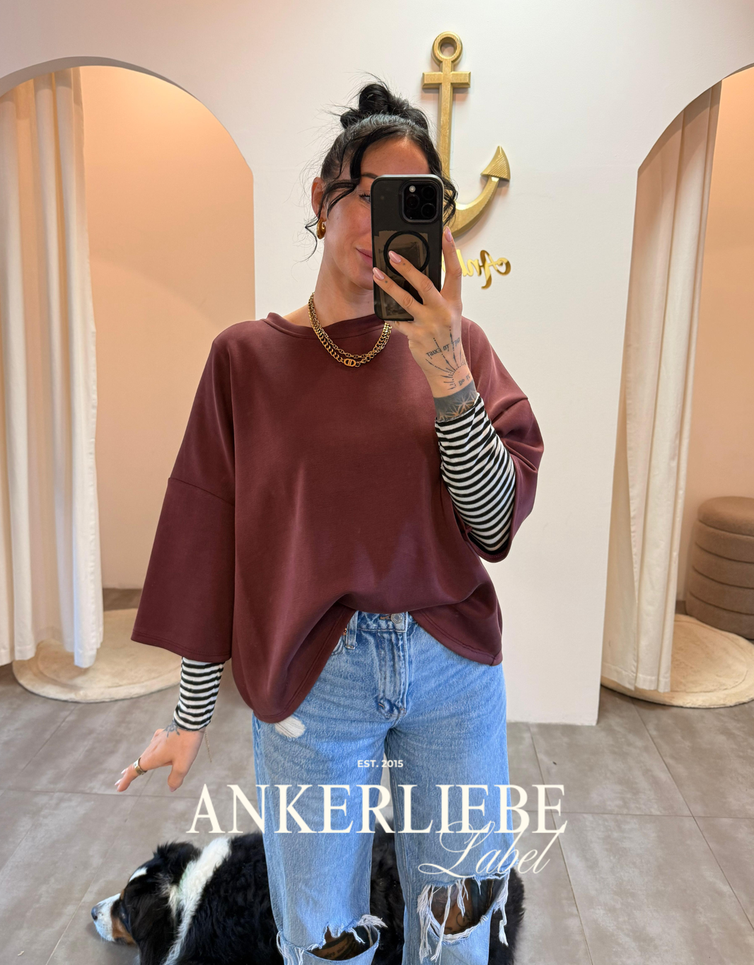 image oversized 3/4 sweater shirt | burgund