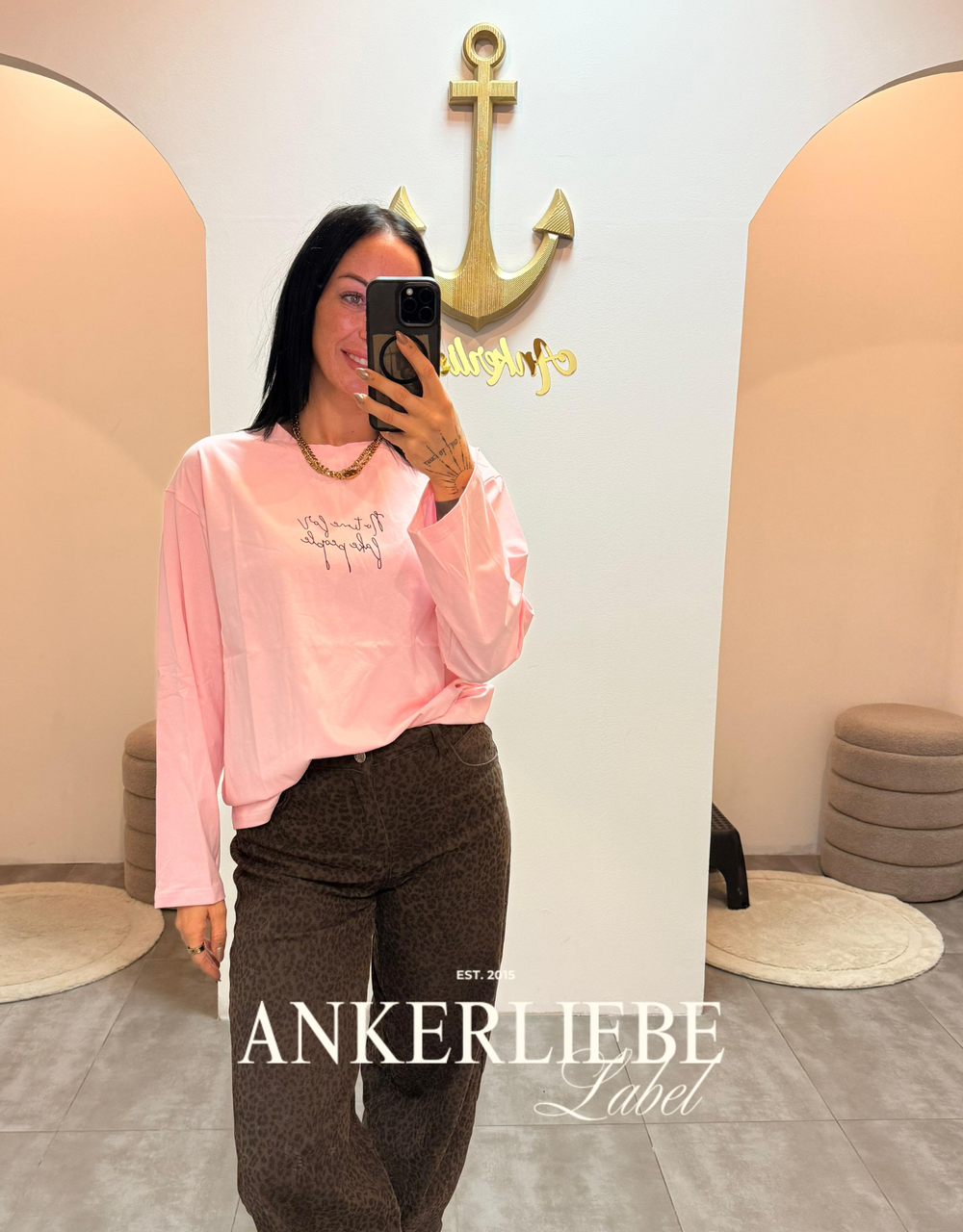 no time for fake people | oversized langarmshirt rosa
