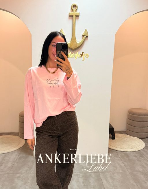 no time for fake people | oversized langarmshirt rosa