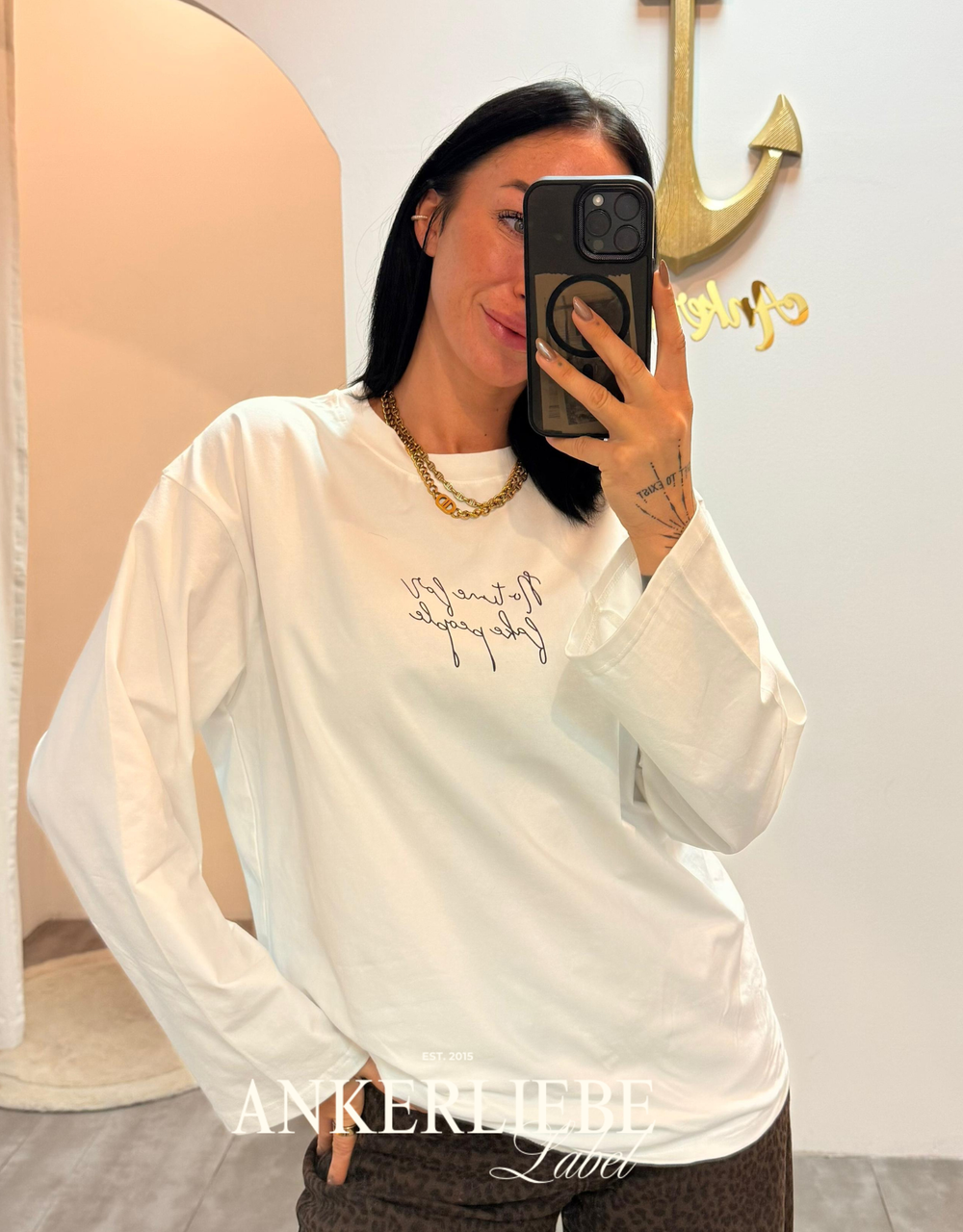 no time for fake people | oversized langarmshirt weiß