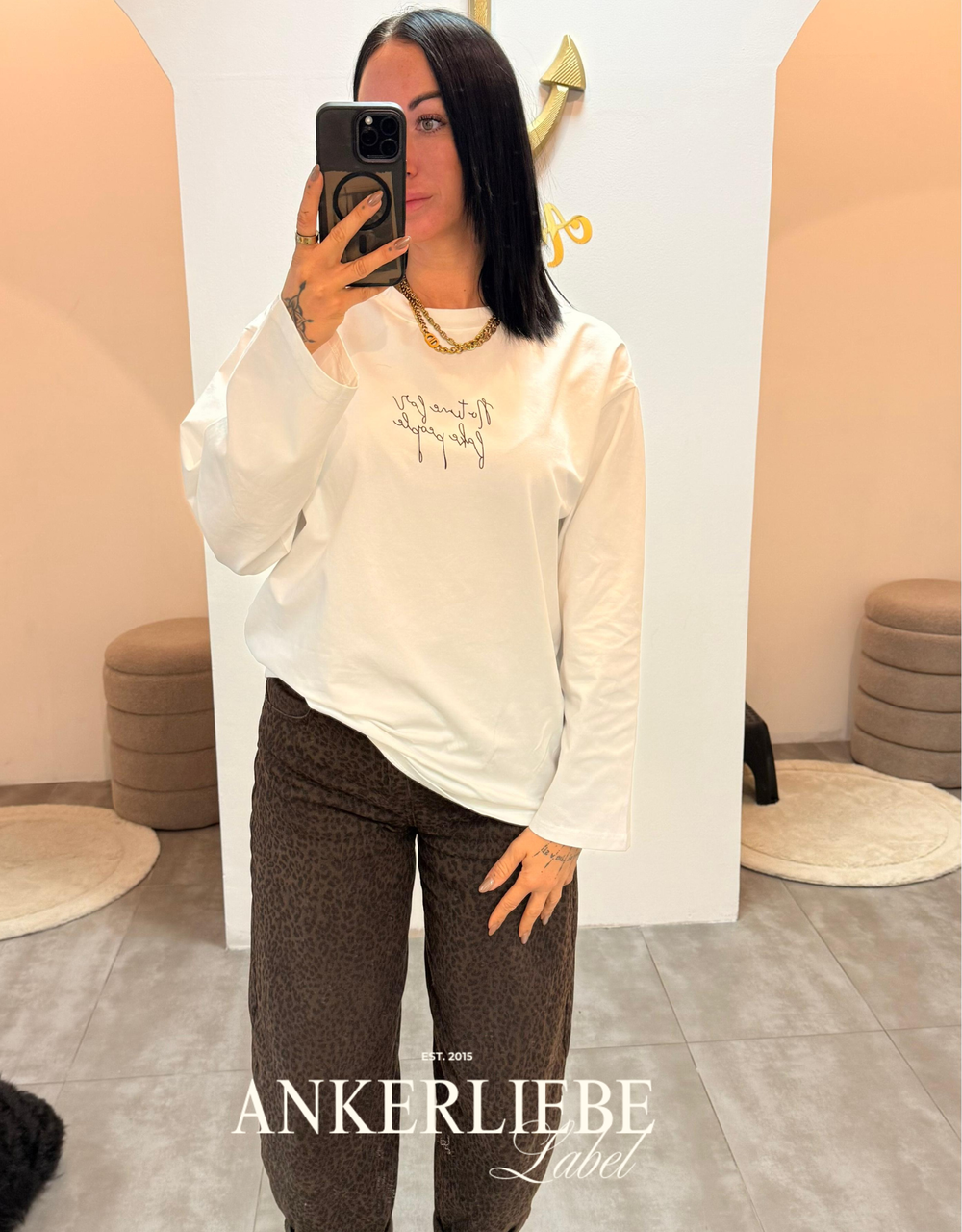 no time for fake people | oversized langarmshirt weiß