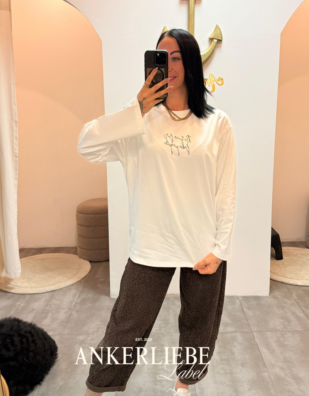 no time for fake people | oversized langarmshirt weiß