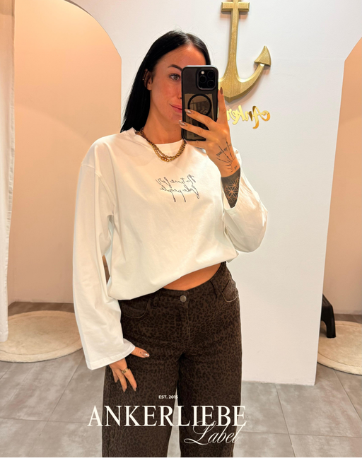 no time for fake people | oversized langarmshirt weiß