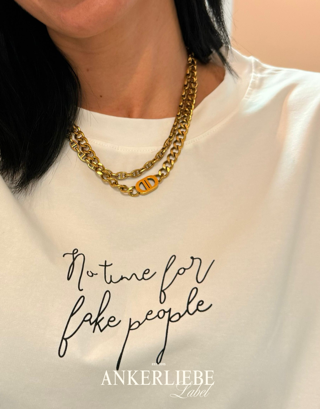 image no time for fake people | oversized langarmshirt weiß