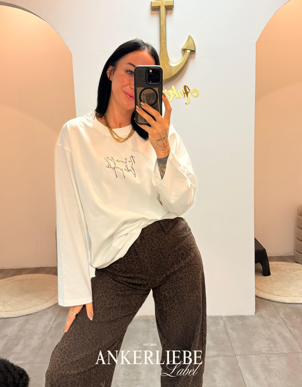 no time for fake people | oversized langarmshirt weiß