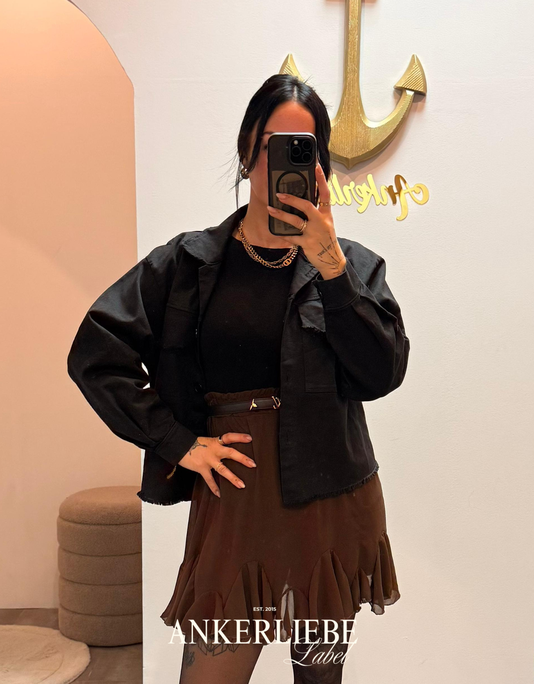 leichte jeansjacke | schwarz