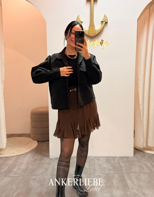 leichte jeansjacke | schwarz