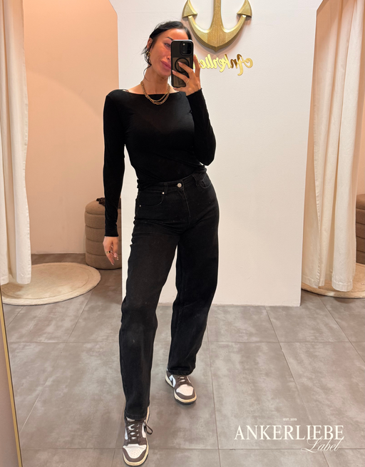 high rise ballon jean | schwarz