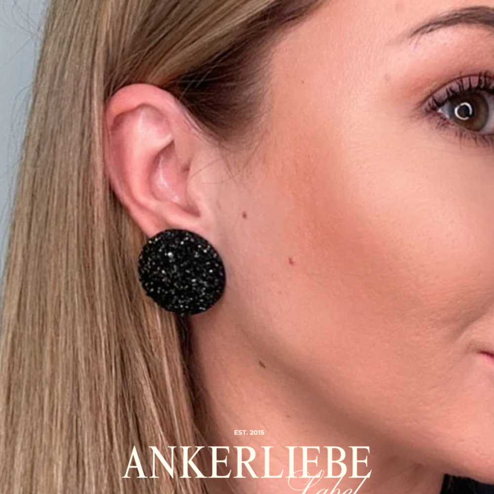 stecker/clips druzy schwarz glitzer kuppelig