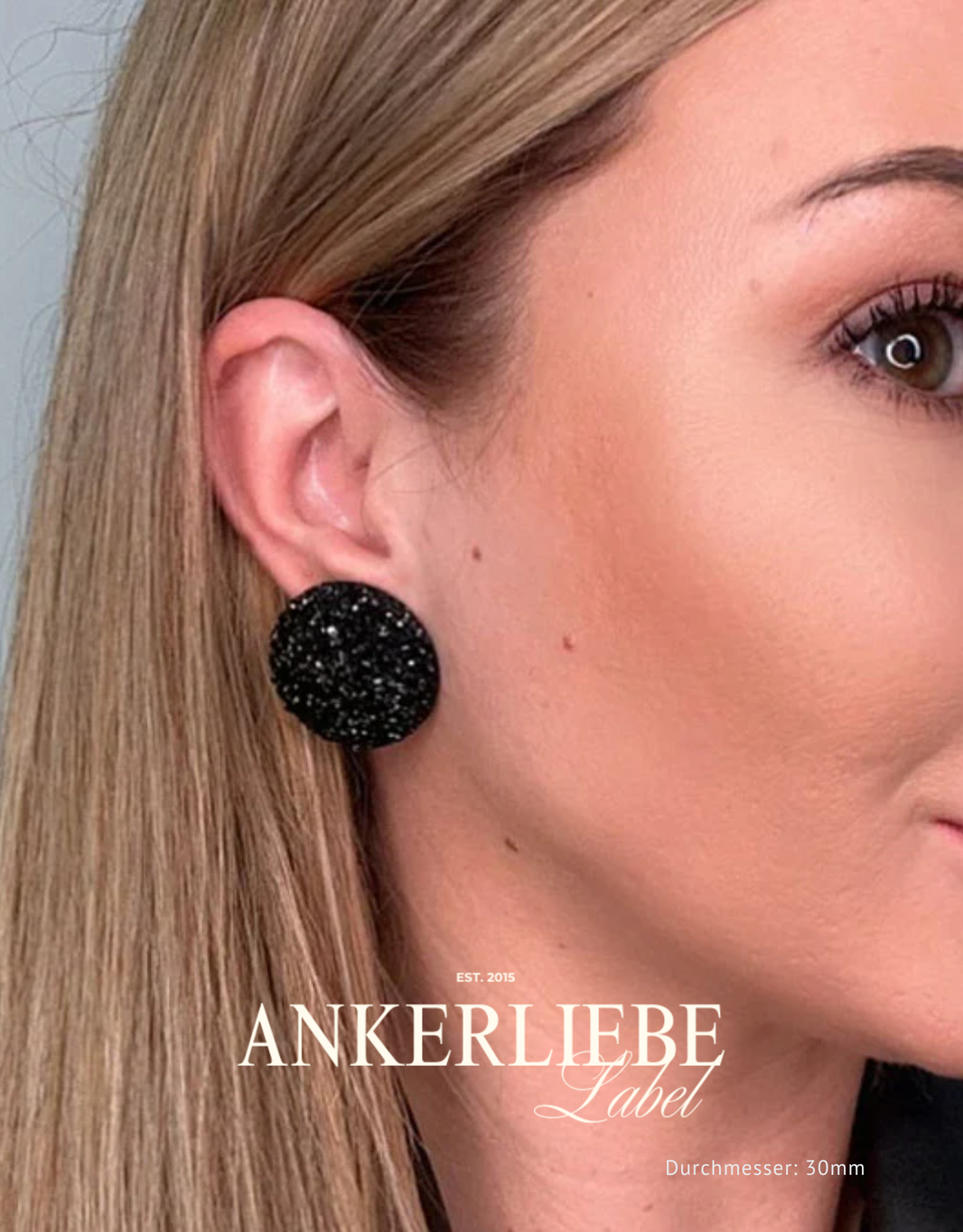 image stecker/clips druzy schwarz glitzer kuppelig