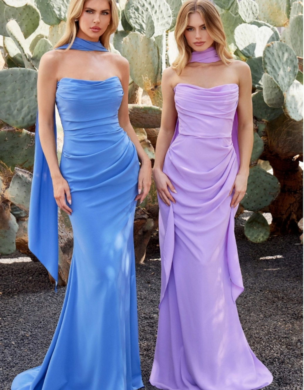 Figurbetontes Abendkleid mit wandelbaren Bindeträgern & Drapierung | Flieder