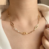 Casual-Hip-hop-Pig-Nose-Titanium-Steel-Patchwork-Plating-18k-Gold-Plated-Silver-Plated-Necklace