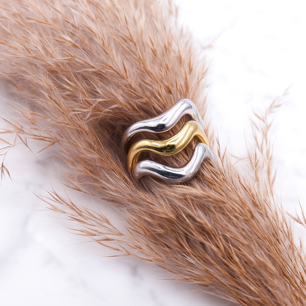 Edelstahlring gold und silber