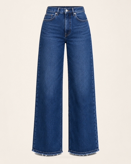 long soft denim wide leg jean | dark blue