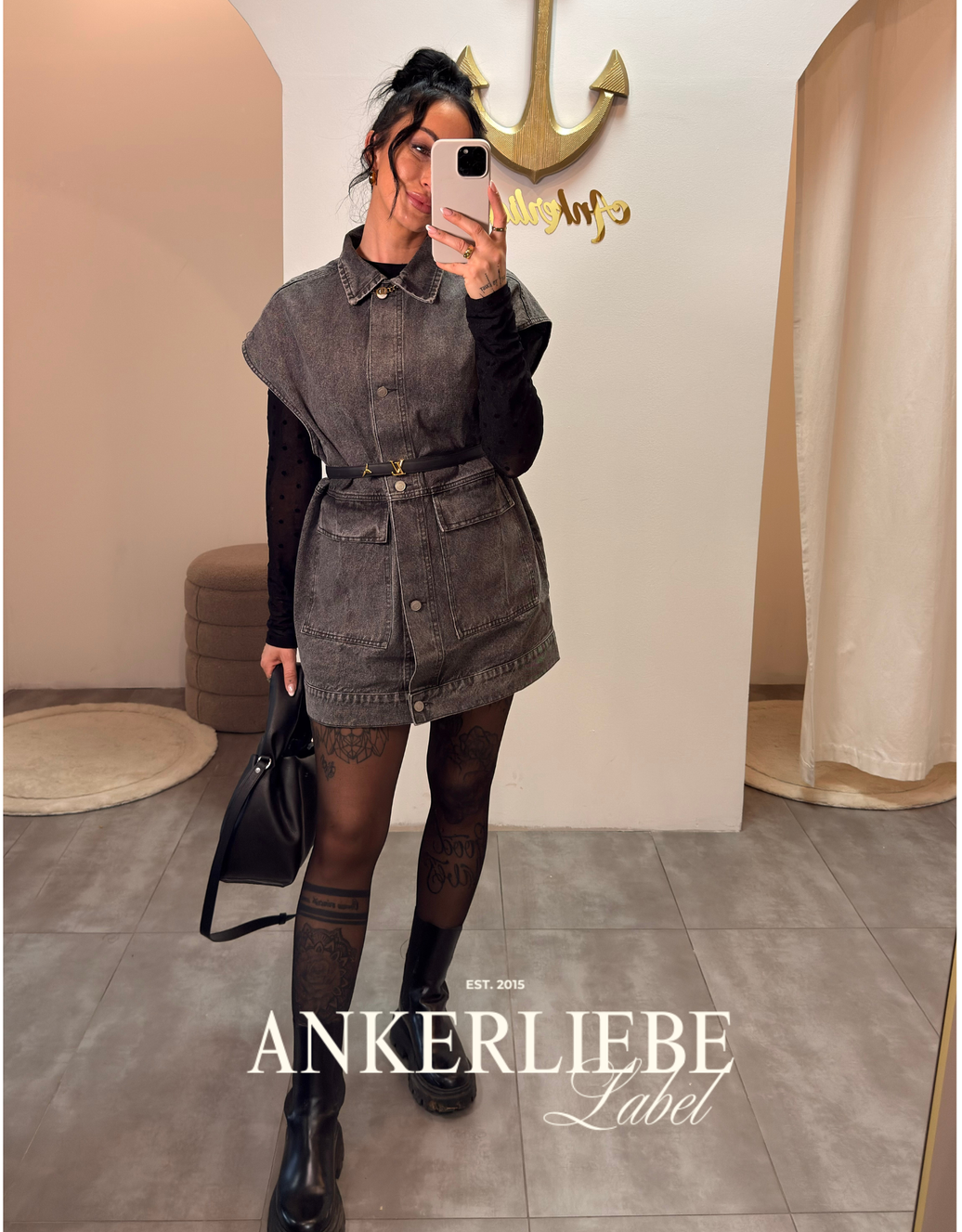 oversized jean weste | washed grey