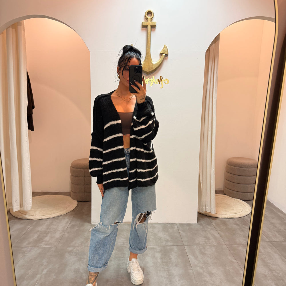 lea stripes black | oversized cardigan