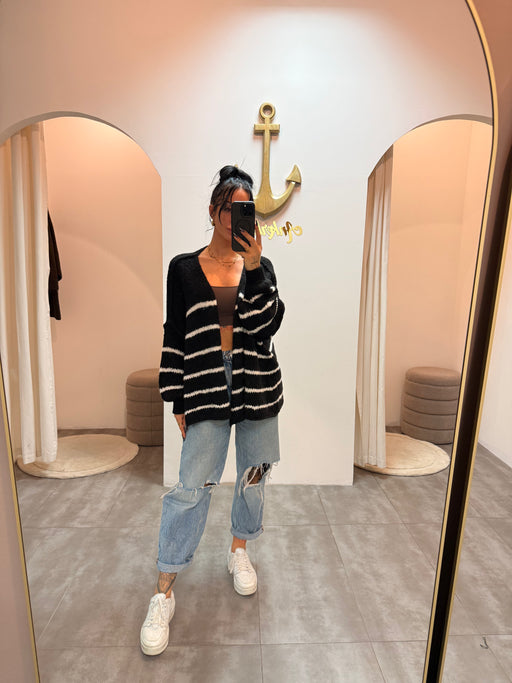 lea stripes black | oversized cardigan