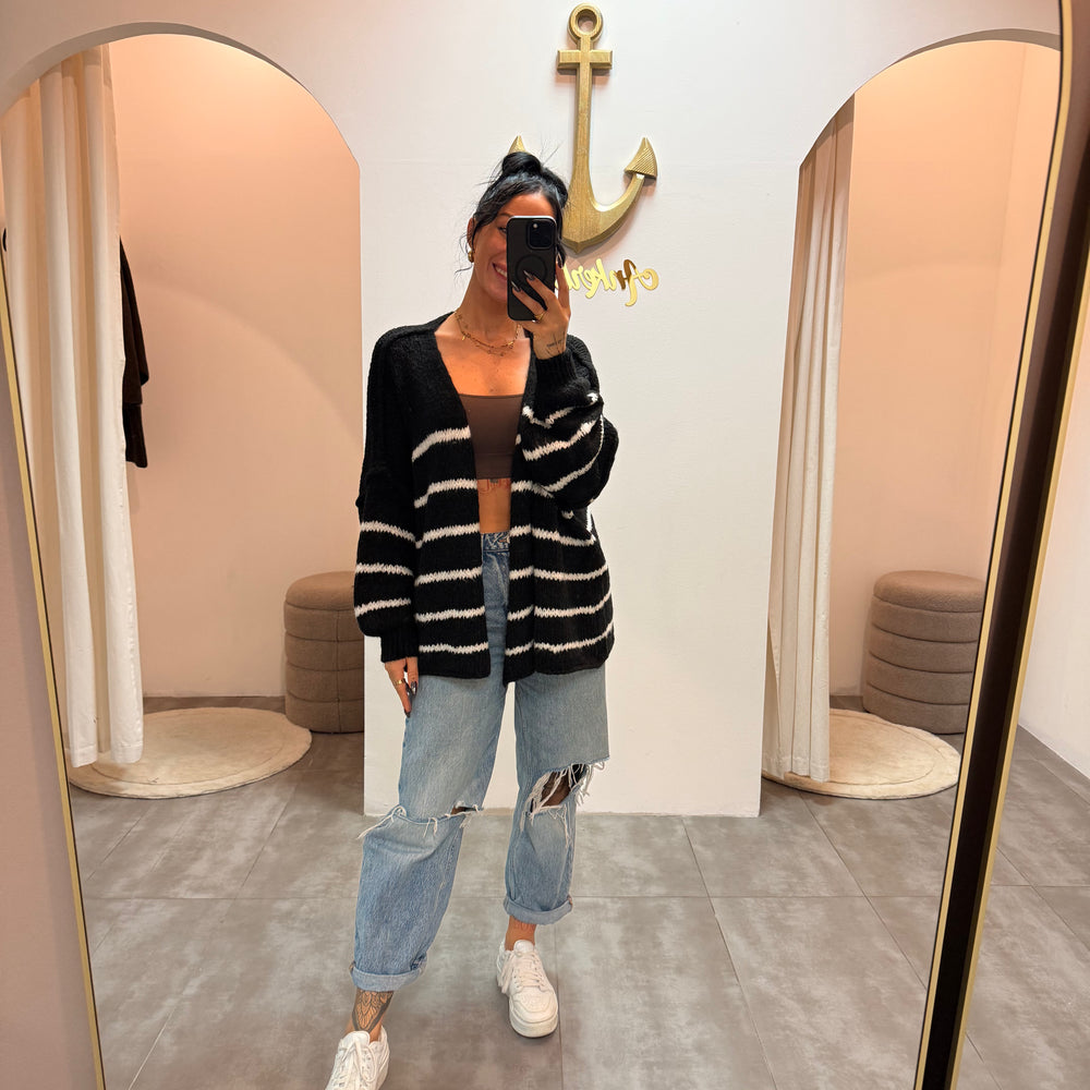 lea stripes black | oversized cardigan