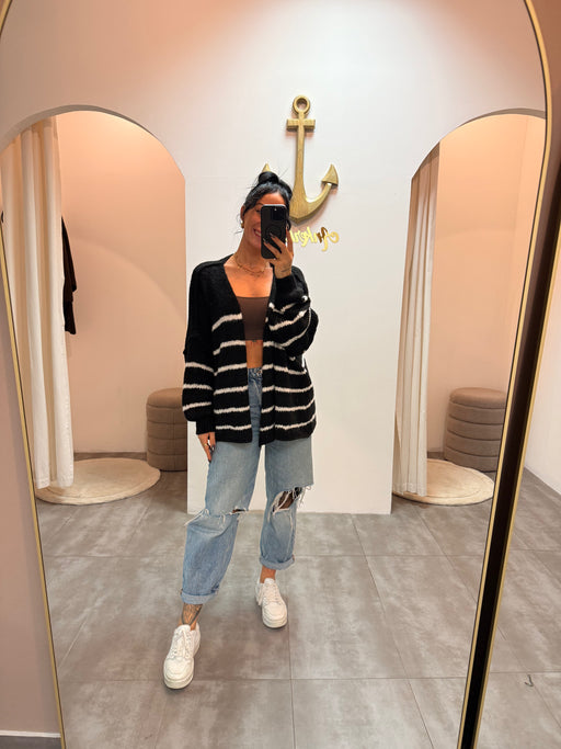lea stripes black | oversized cardigan