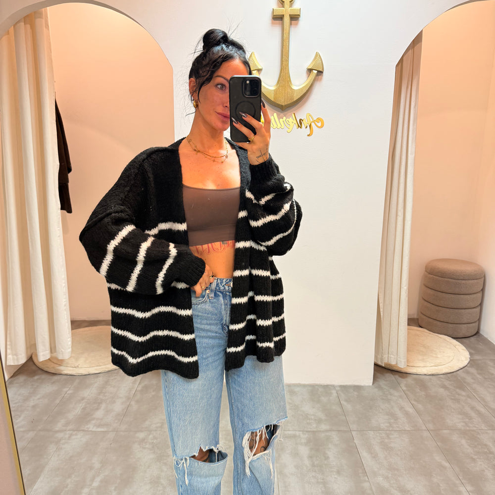 lea stripes black | oversized cardigan