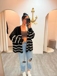 lea stripes black | oversized cardigan