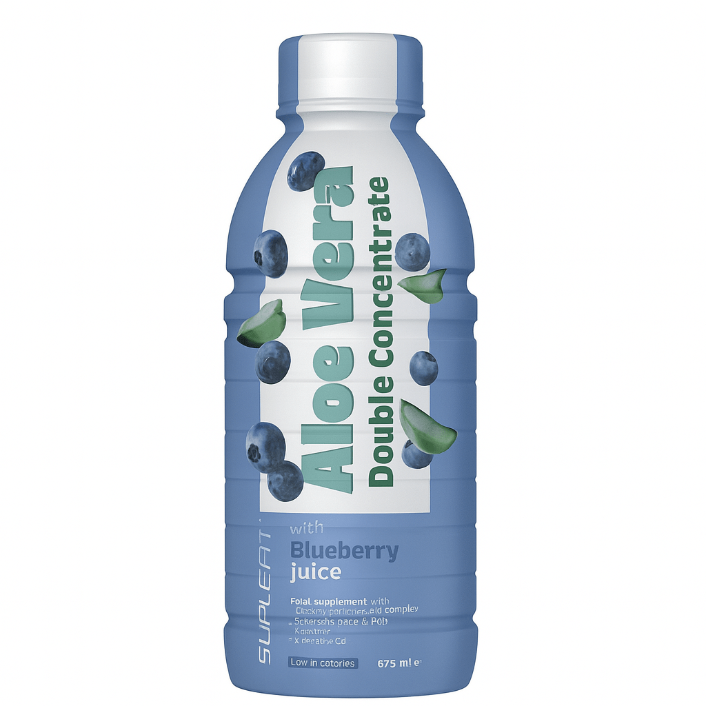 SuppleFit Aloe Vera Saft mit Heidelbeere – 675 ml Flasche mit Fruchtfleisch, Vitamin C & B3, zur Unterstützung von Verdauung, Zellschutz und Mikrozirkulation.