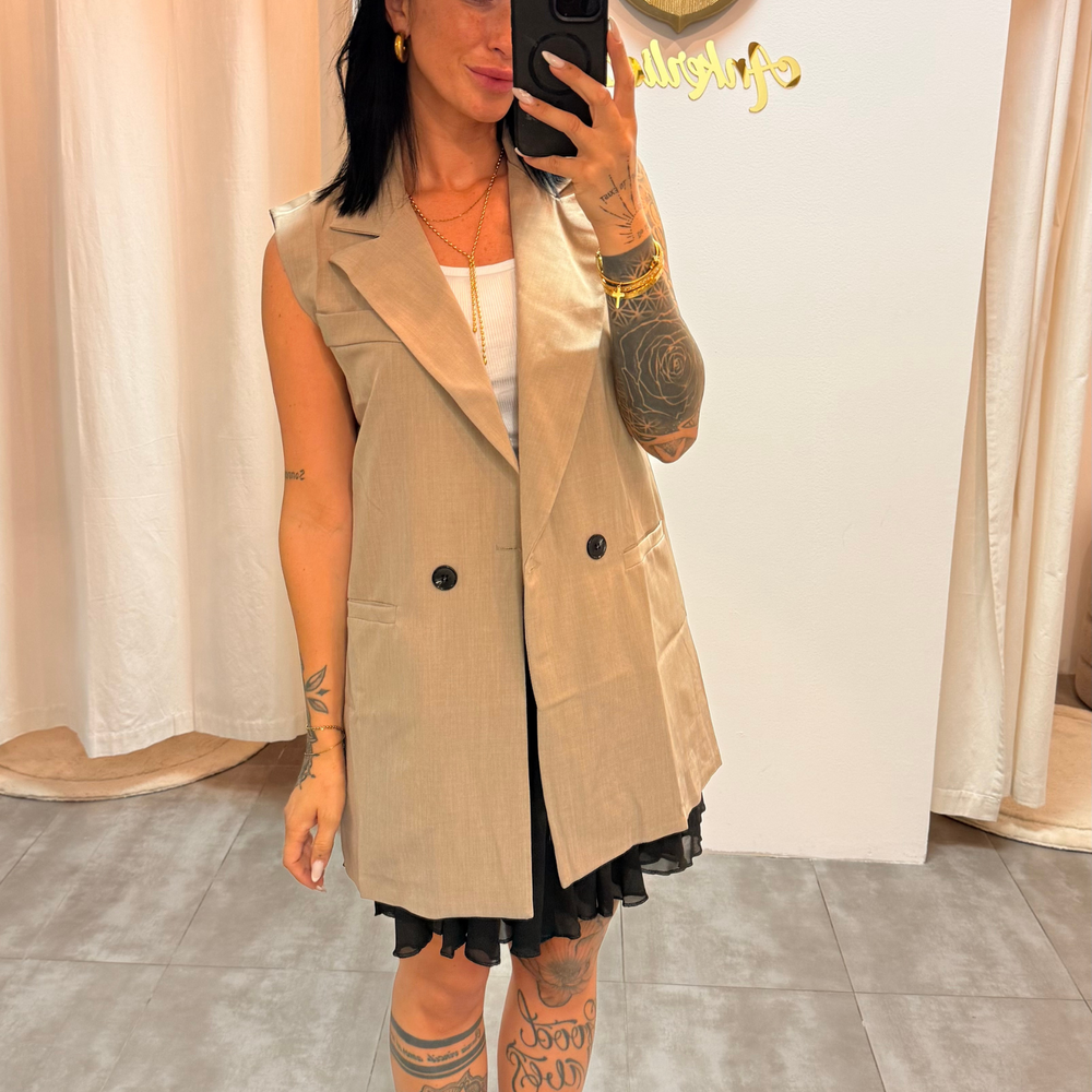 Valeria beige | Ärmellose Blazerweste